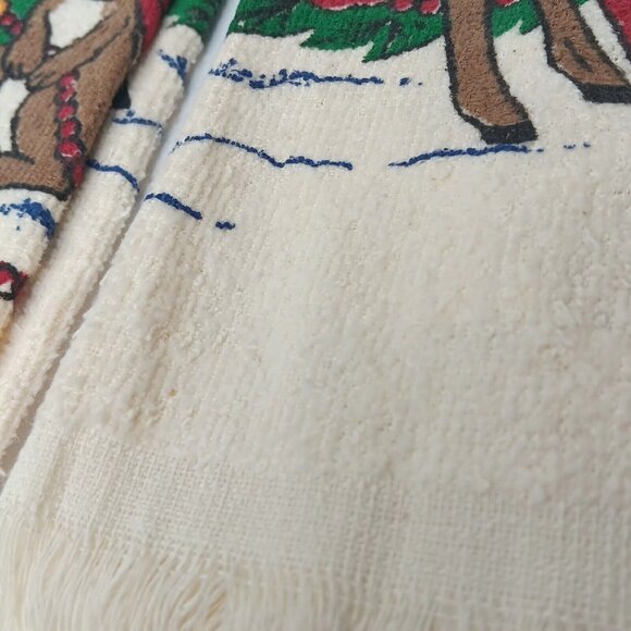 Vintage Cecil Saydah Christmas Fringe Kitchen Towel Pair Tree Reindeer New READ - Picture 6 of 12
